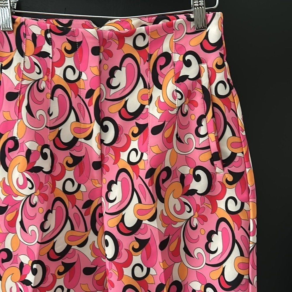 NWOT Zara Paisley Floral Straight Leg High Waist Pants in Multicolor. Size M - Picture 7 of 12